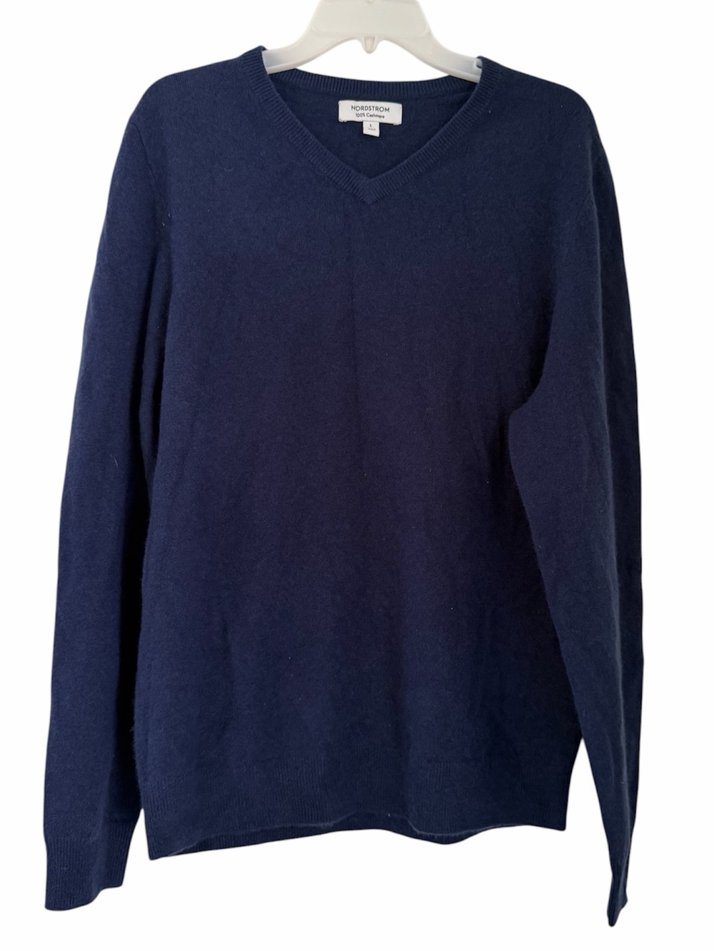 Nordstrom Men’s Navy Cashmere V-Neck Pullover Sweater Size Large
